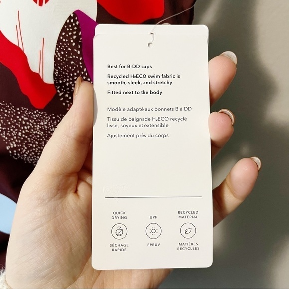 Athleta NEW Square Neck Bra Cup Tankini Swim Top Tropical Floral Print 32D/DD - Picture 9 of 13